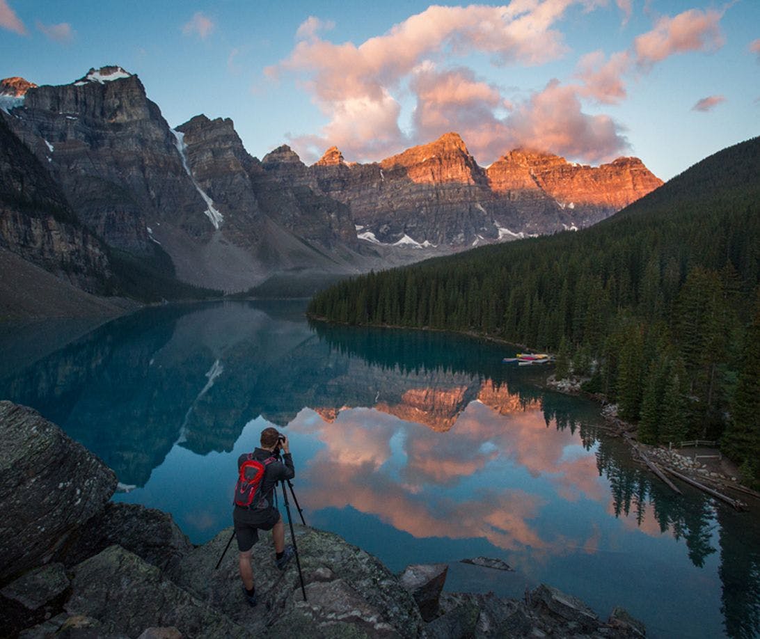 Photographer at Moraine Lake, Banff National Park, Alberta