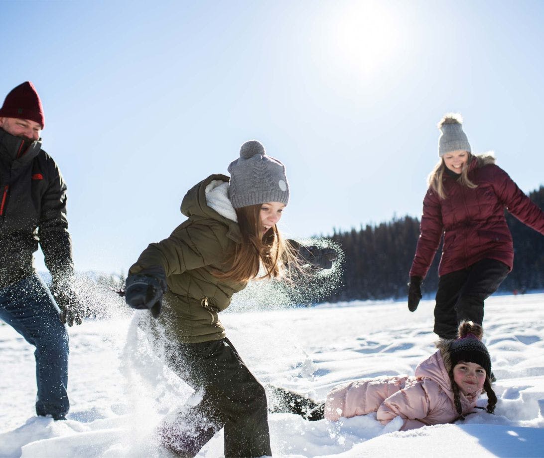 Family enjoying a sunny day in Banff