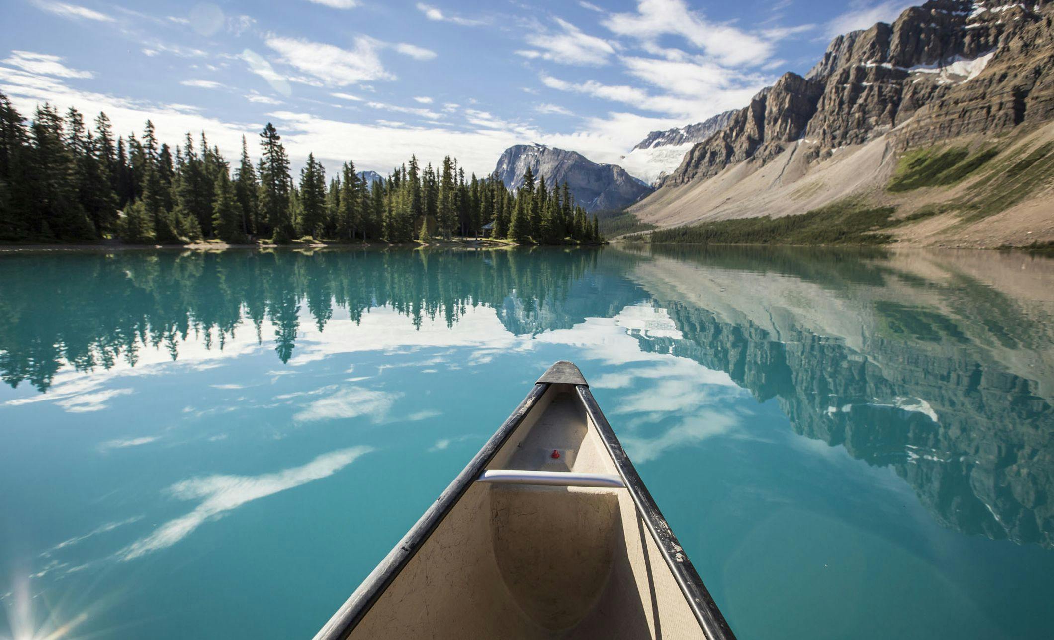 Canoeing Bow Lake Banff National Park Noel Hendrickson