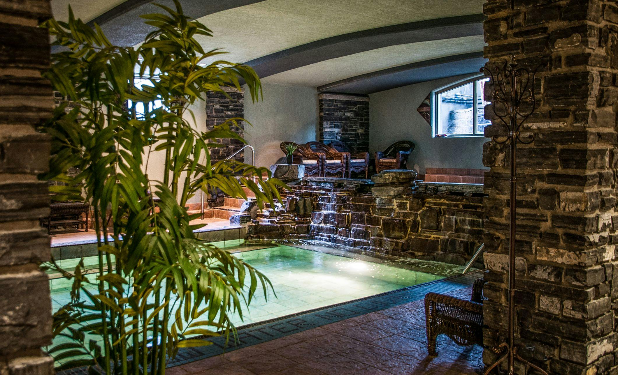 Pool with a small rock waterfall flowing into it
