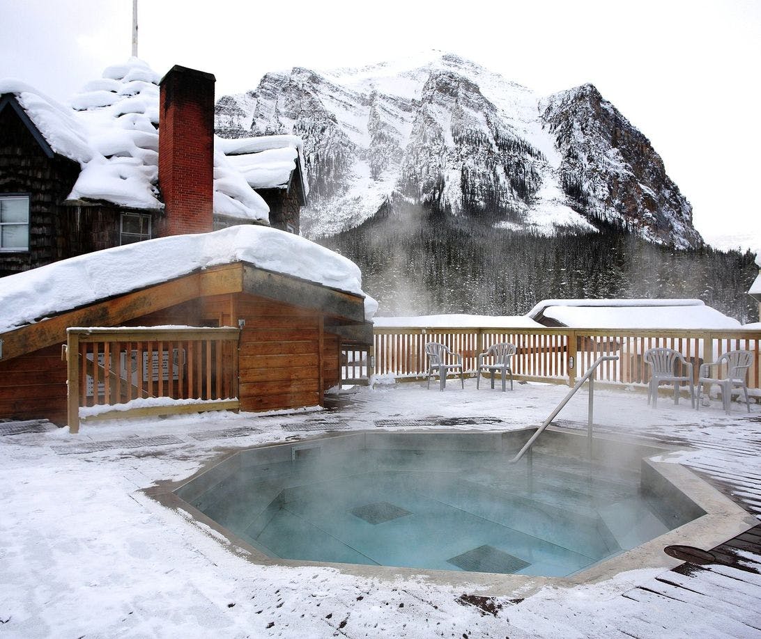 Outdoor hot tub in Banff.