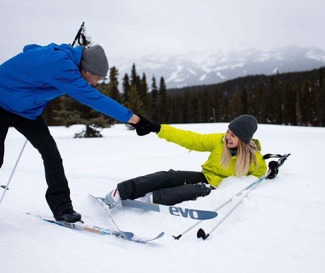 Couple Cross Country Skiing in Lake Louise