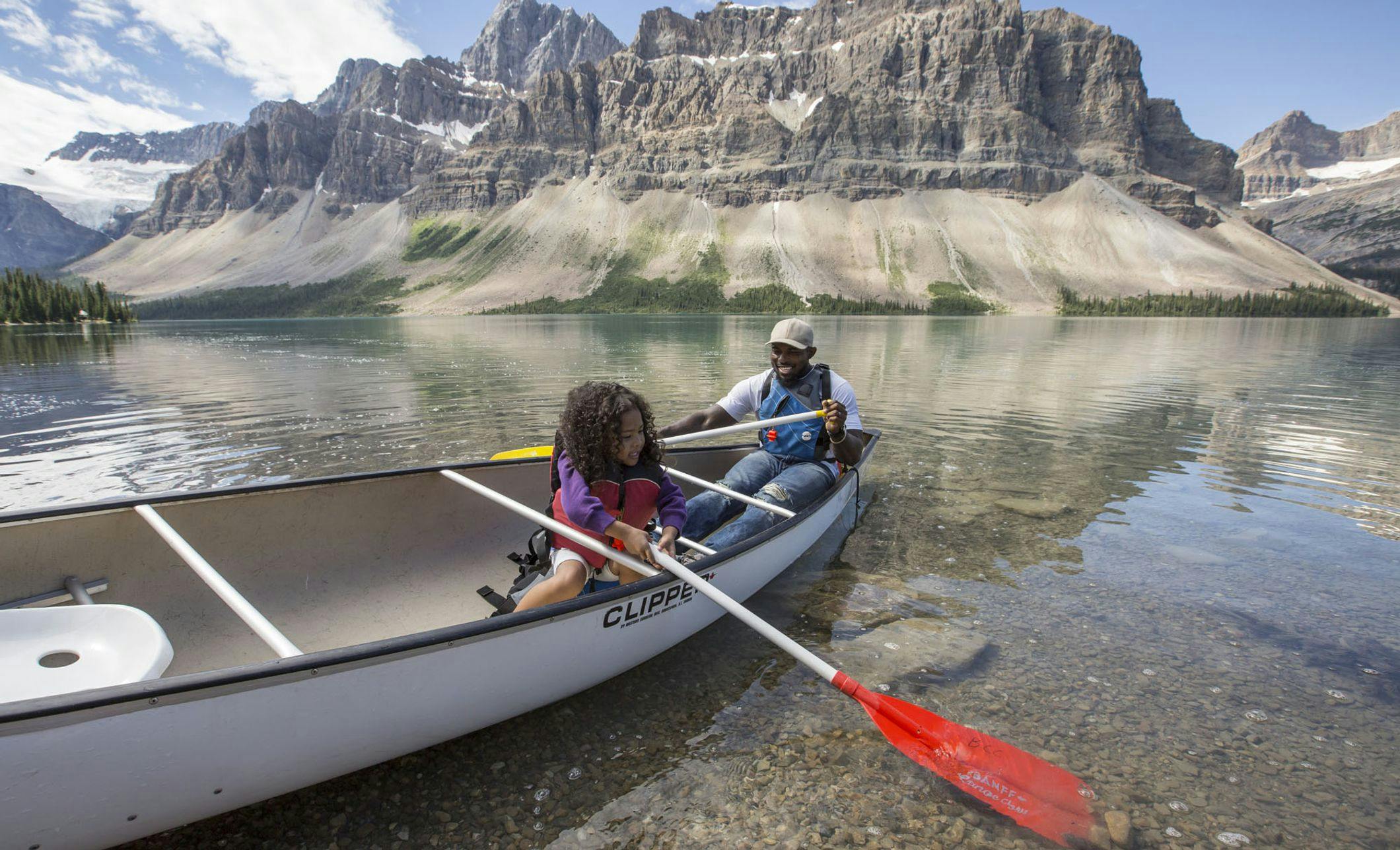Canoeing Bow Lake Banff National Park 
