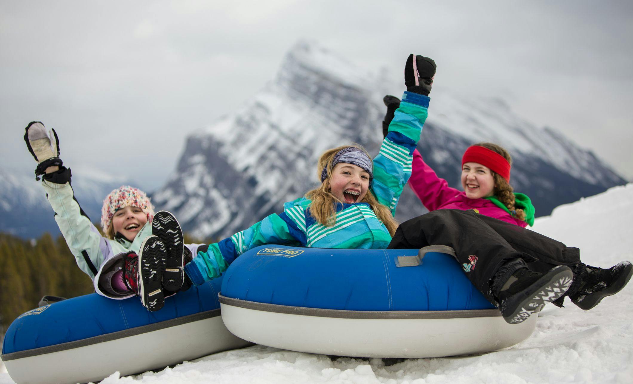 Children tubing in Banff and Lake Louise, AB