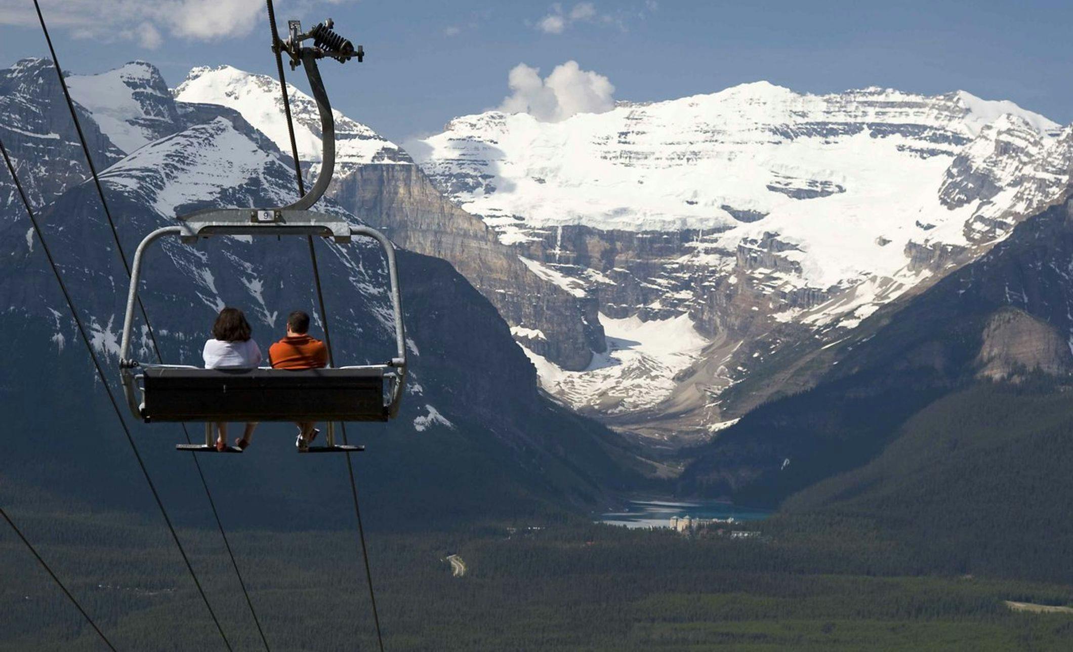 The Lake Louise Sightseeing Summer Gondola in Banff National Park in the Canadian Rockies.