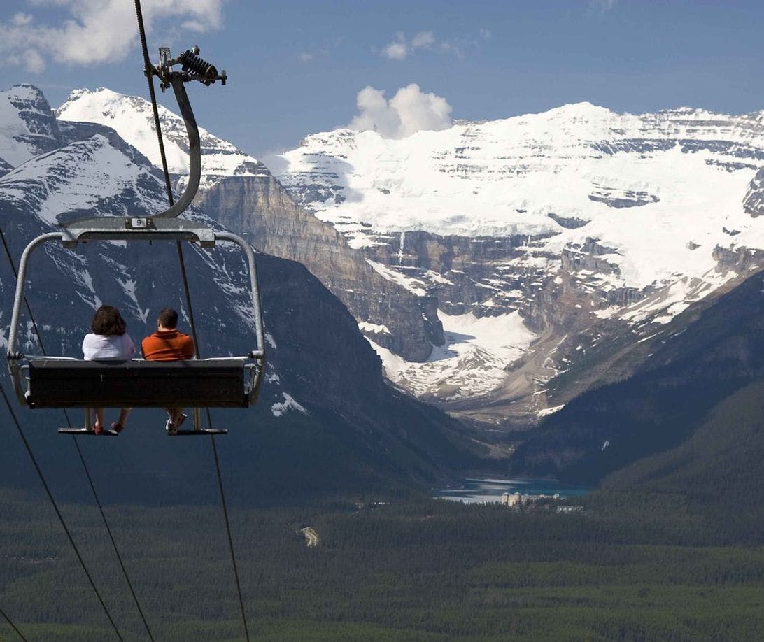 The Lake Louise Sightseeing Summer Gondola in Banff National Park in the Canadian Rockies.