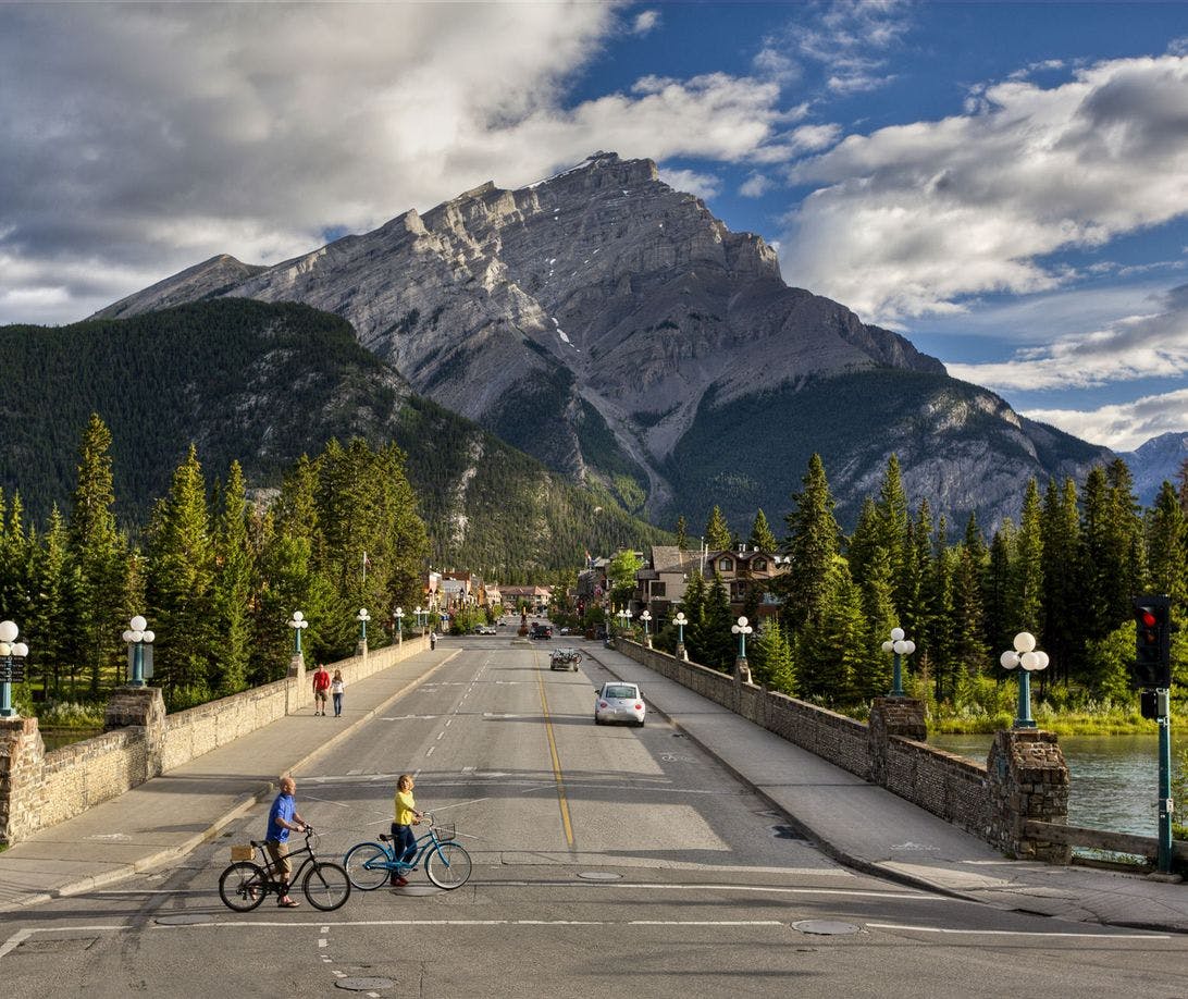 Mt. Rundle looming over the town of Banff