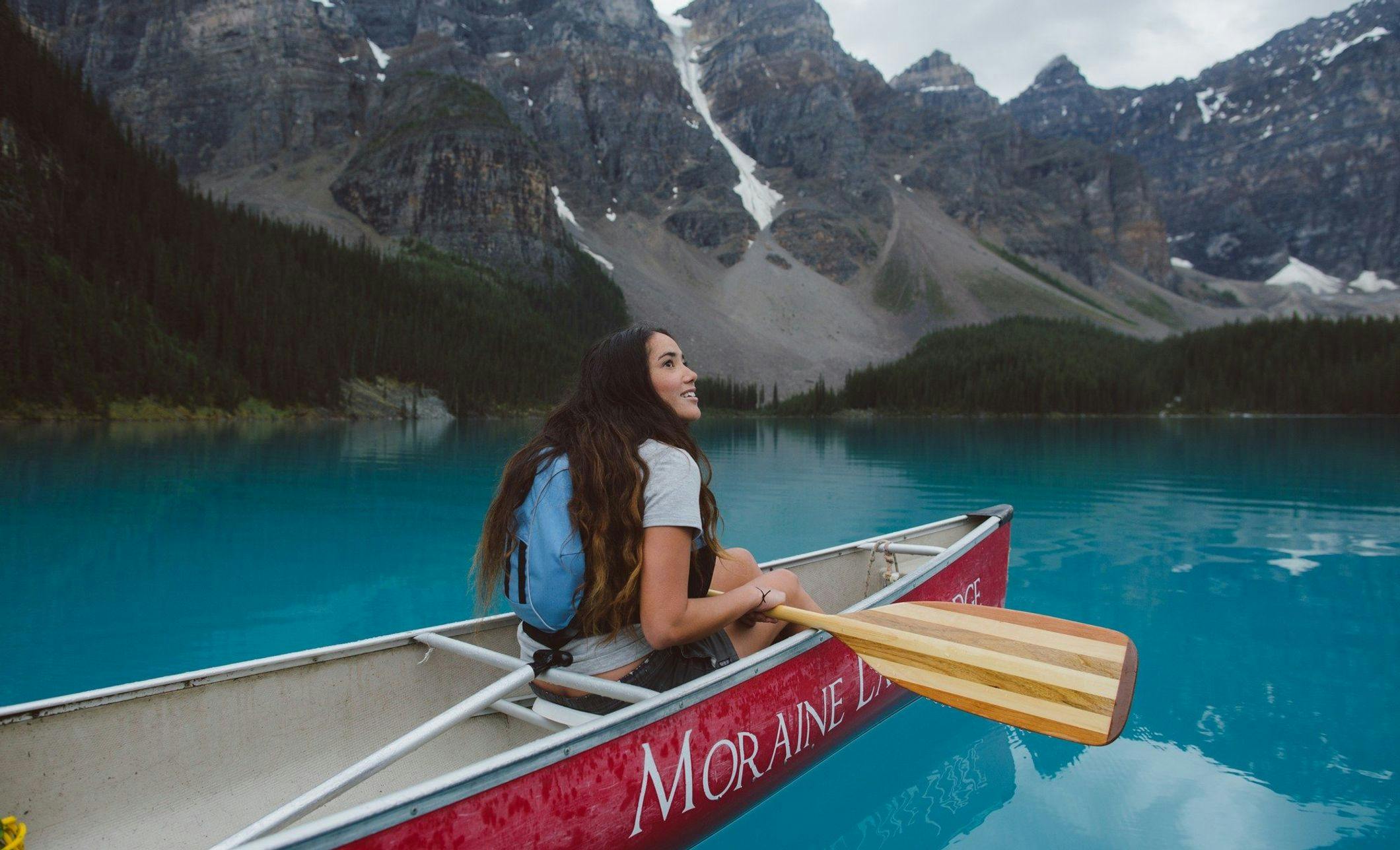 Canoeing on Moraine Lake, Banff National Park