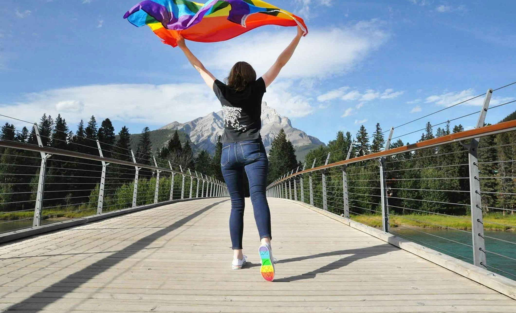 Pride flag in Banff.