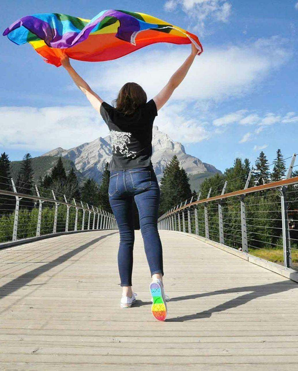 Pride flag in Banff.