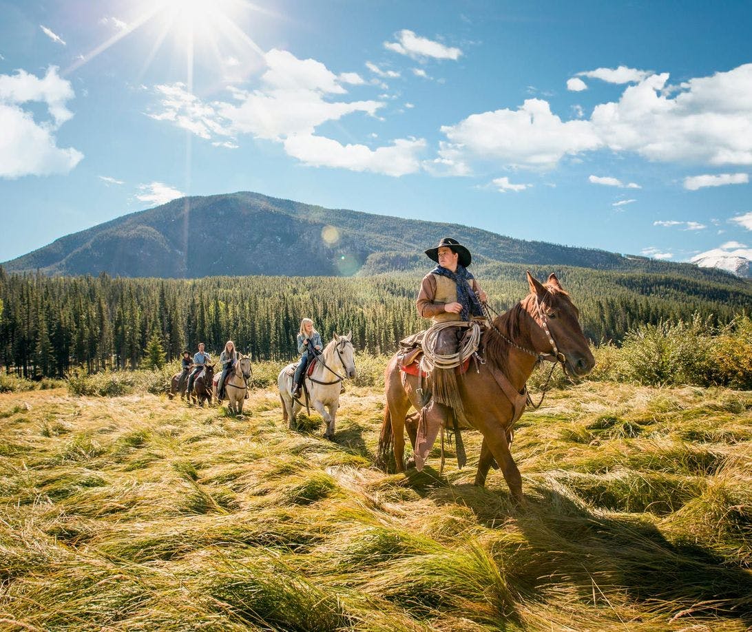 Horseback riding through Banff National Parks stunning high country is the perfect way to see glaciers, emerald lakes, and towering mountains perched atop your horse.