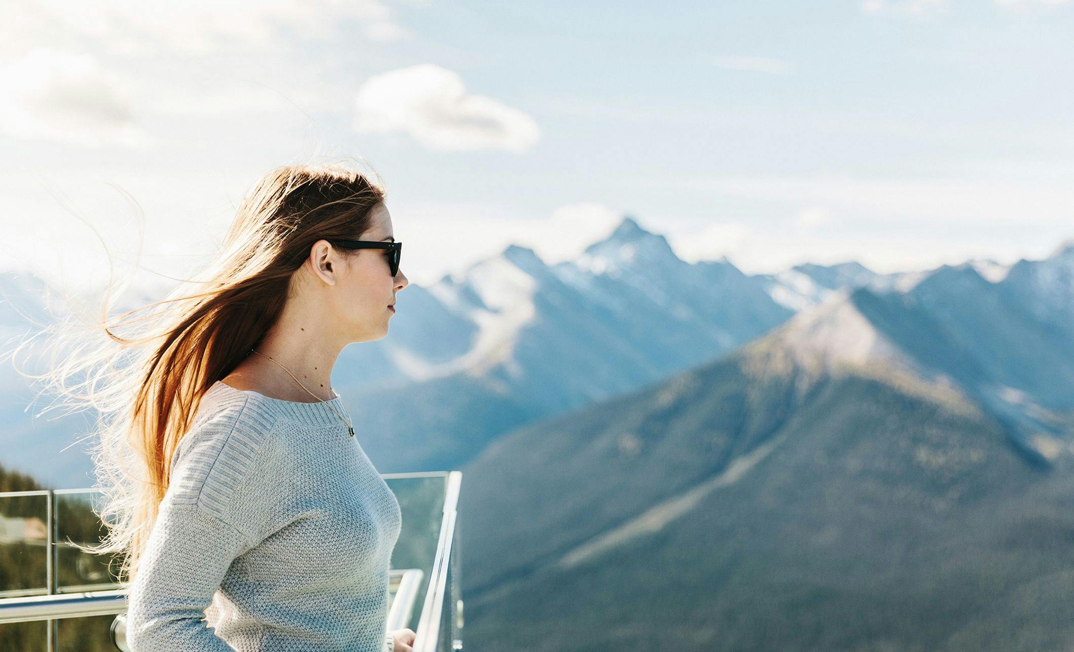 Standing at the summit of Sulphur Mountain looking at the beautiful view