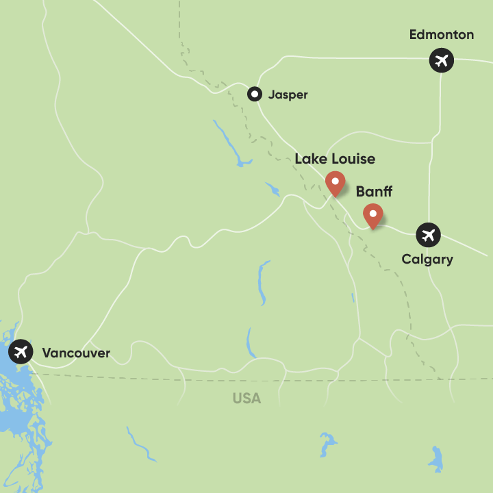 Map of town distances to Banff